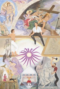 Cora A. Schwindt, 'In Kommunikation mit Michelangelo im Raum der Sixtinischen Kapelle', Öl auf Leinwand, 110x160, 2009